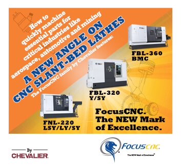 Introducing the FocusCNC family by Chevalier. A new angle on CNC slant-bed lathes.